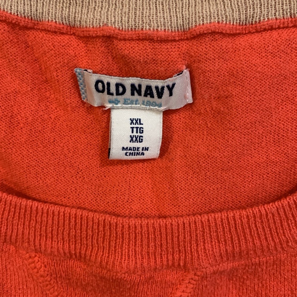 Old Navy Womens XXL Coral Orange Lightweight Knit Sweater Gathered Cuff Pullover - Picture 2 of 4